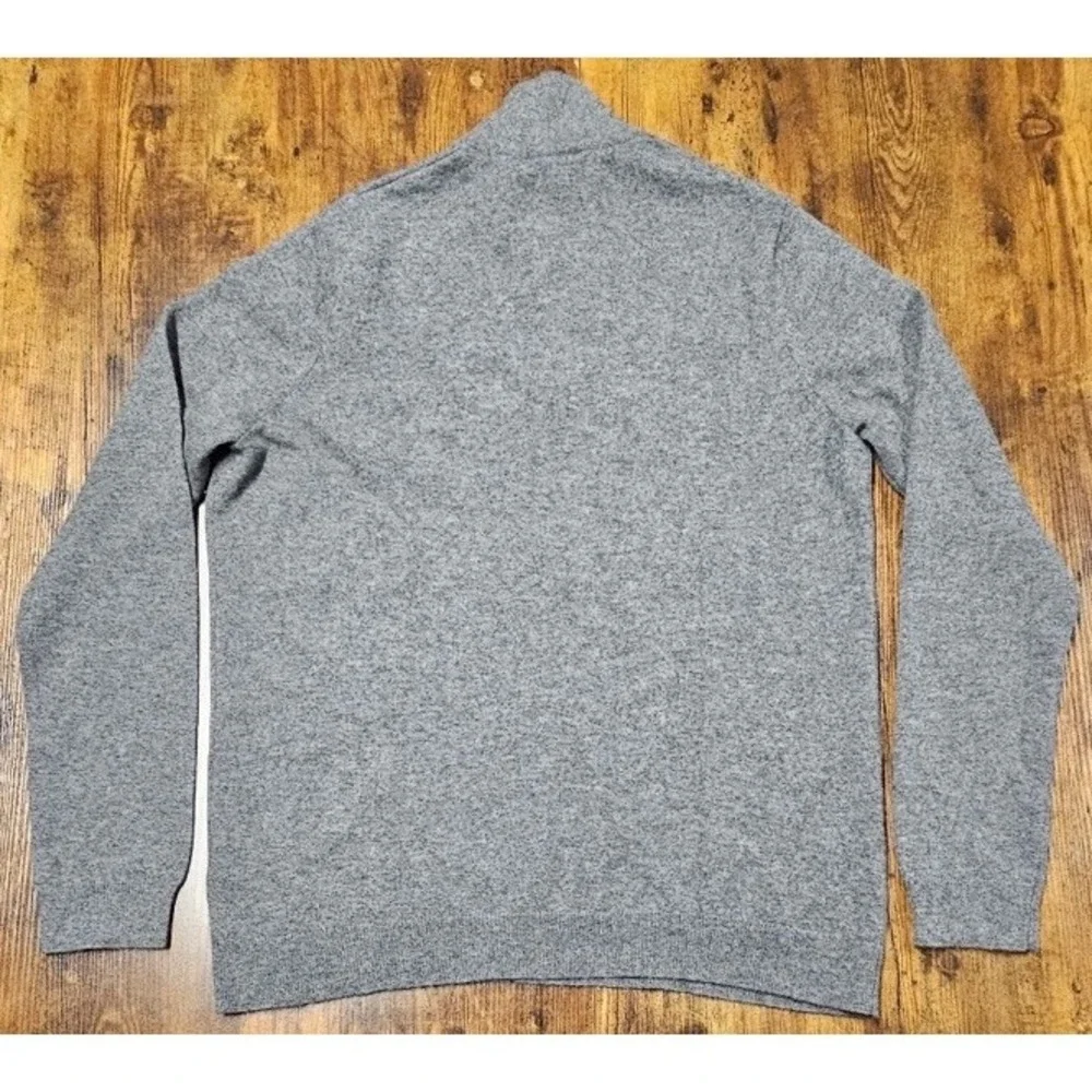 John Lewis Pure Cashmere Men's Large Gray‎ 1/4 Zip Sweater Pullover Ex Cond